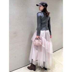 SNIDEL J-fashion dusky pink tulle midi skirt